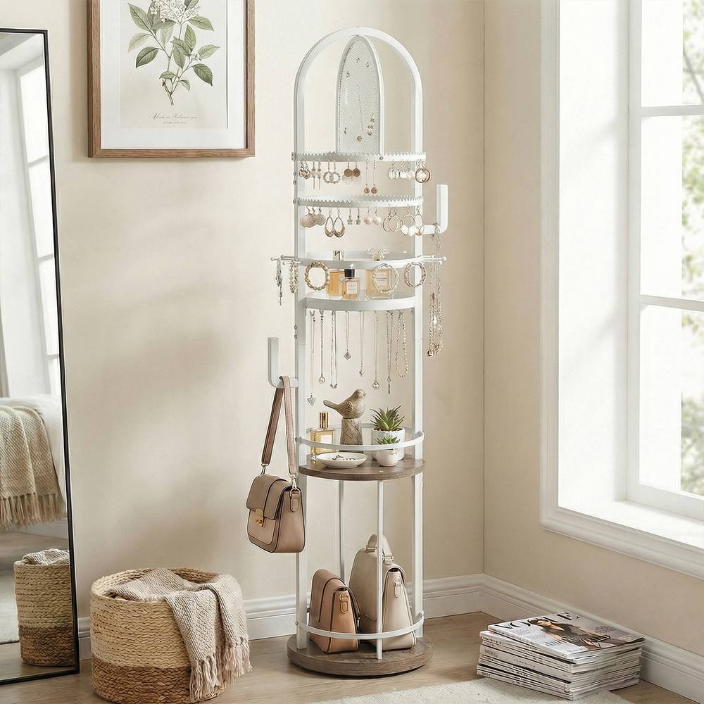 Costway Jewelry Organizer Stand Rotating Jewelry Storage Rack w/Earring Holder