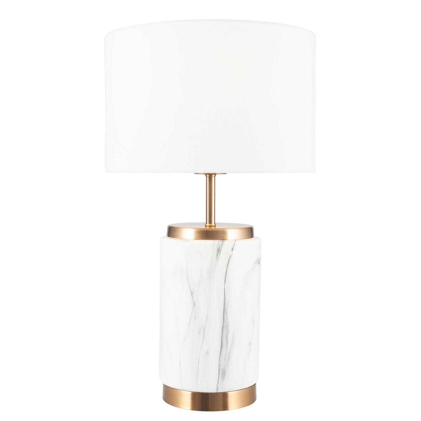 Marble Effect Ceramic Table Lamp, White and Gold