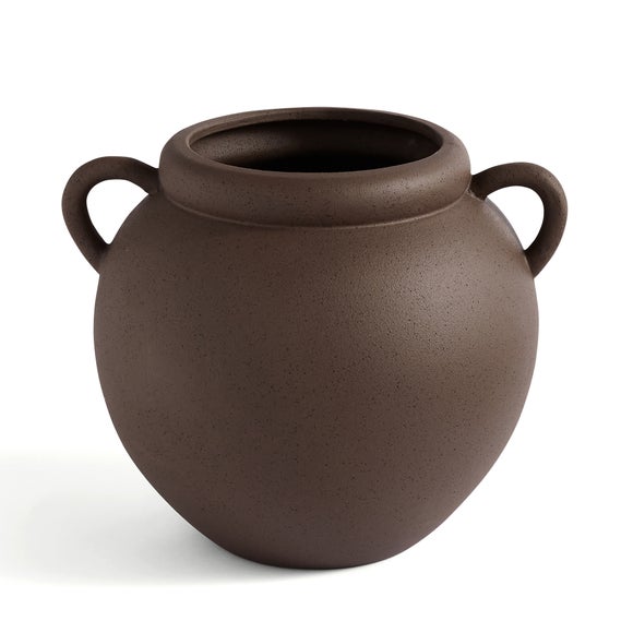 Wide Stone Vase with Handles 3