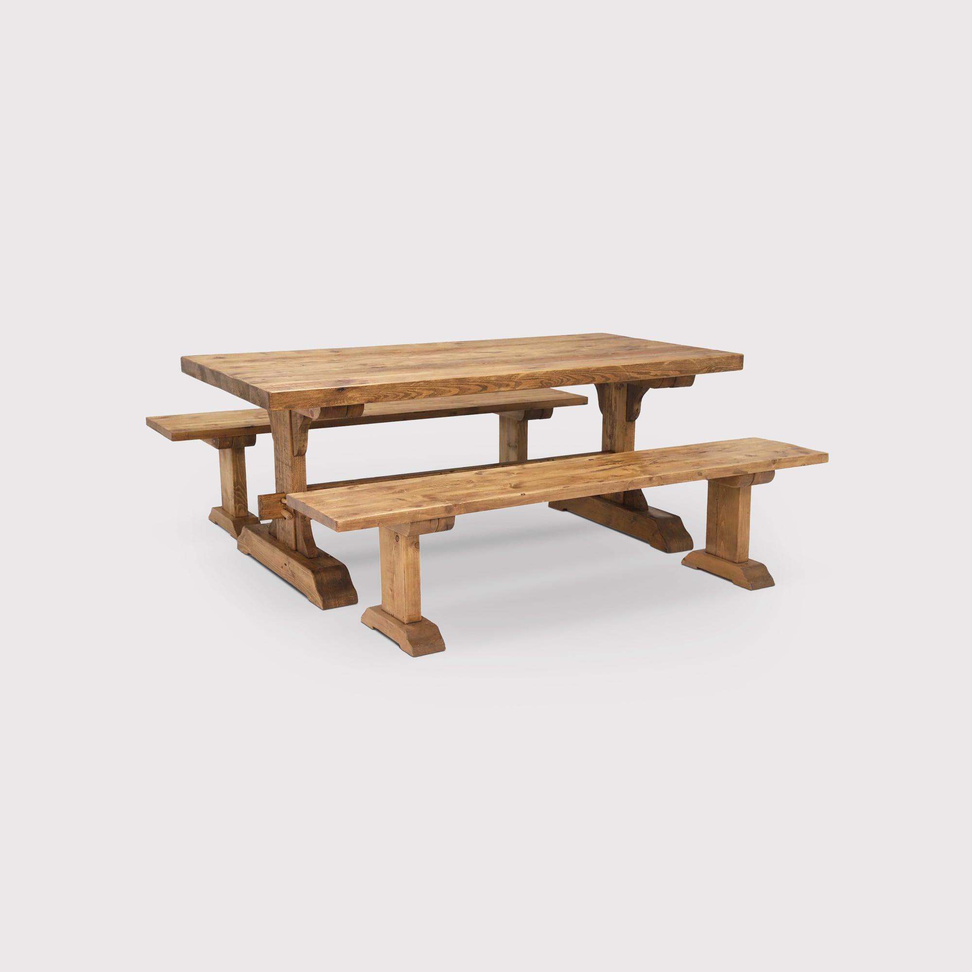 Covington Dining Table & 2 Benches, Timber Wood | Barker & Stonehouse
