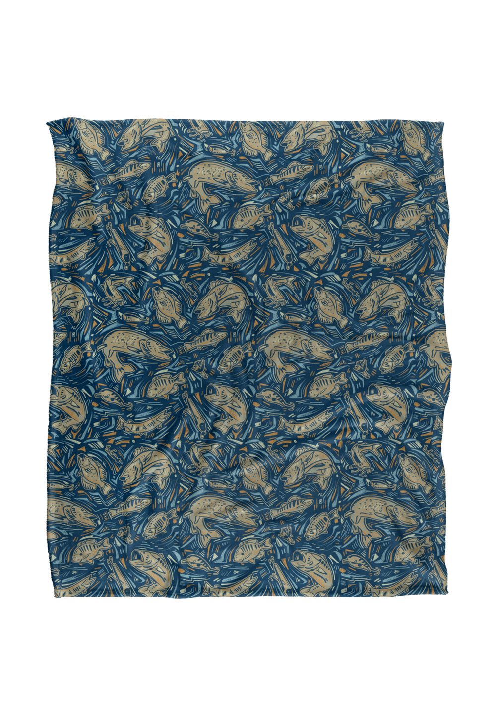 JQ Licensing Jl-Jp Fish Array Fishing Pattern 2 Silky Touch Super Soft Throw Blanket 152 X 127 cm in White