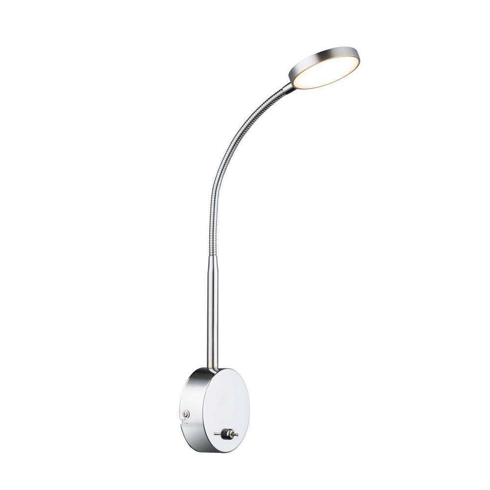 Netlighting Pegasi Reading Wall Light Chrome Satined Glass Shade LED 3000K in Grey