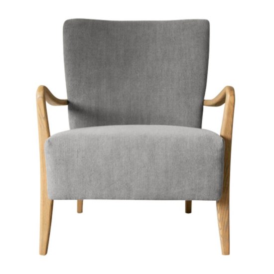 Chedworth Linen Armchair In Charcoal With Oak Wooden Legs