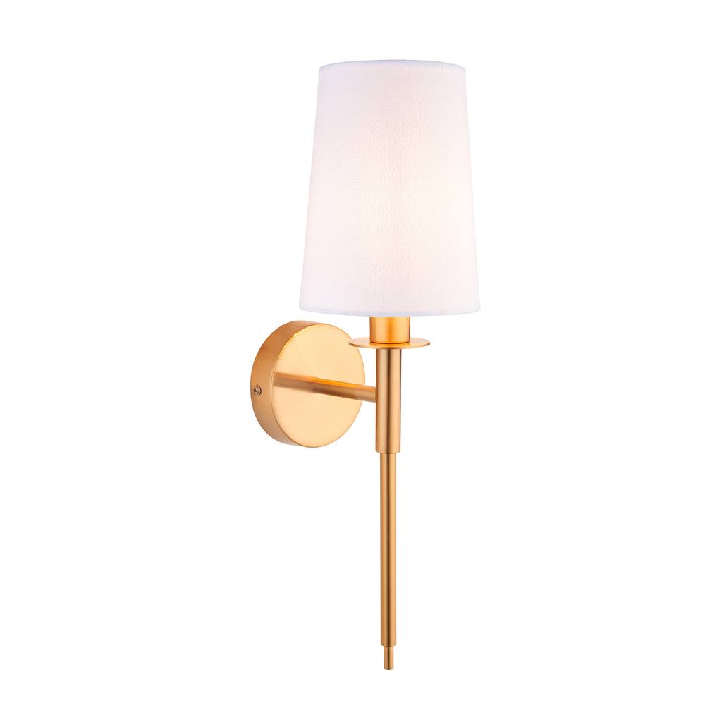 Netlighting Florence Wall Lamp Vintage Brass Finish & Fabric 6W LED E14 in White