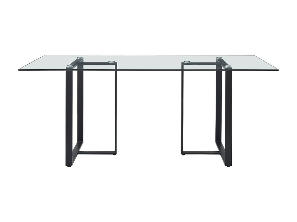 Vente-unique 6-Seat Dining Table - Tempered Glass & Metal - Transparent & Black in Clear
