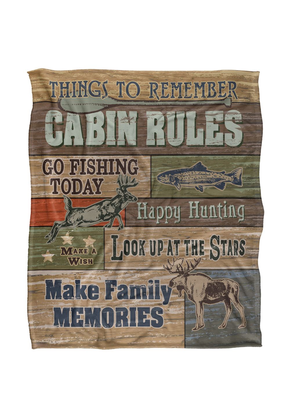 JQ Licensing Jl-Jp Cabin Rules Silky Touch Super Soft Throw Blanket 152 X 127 cm in White