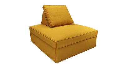 Harry Large Pouffe with bolster cushion in Mango Brushed Linen Cotton - sofa.com
