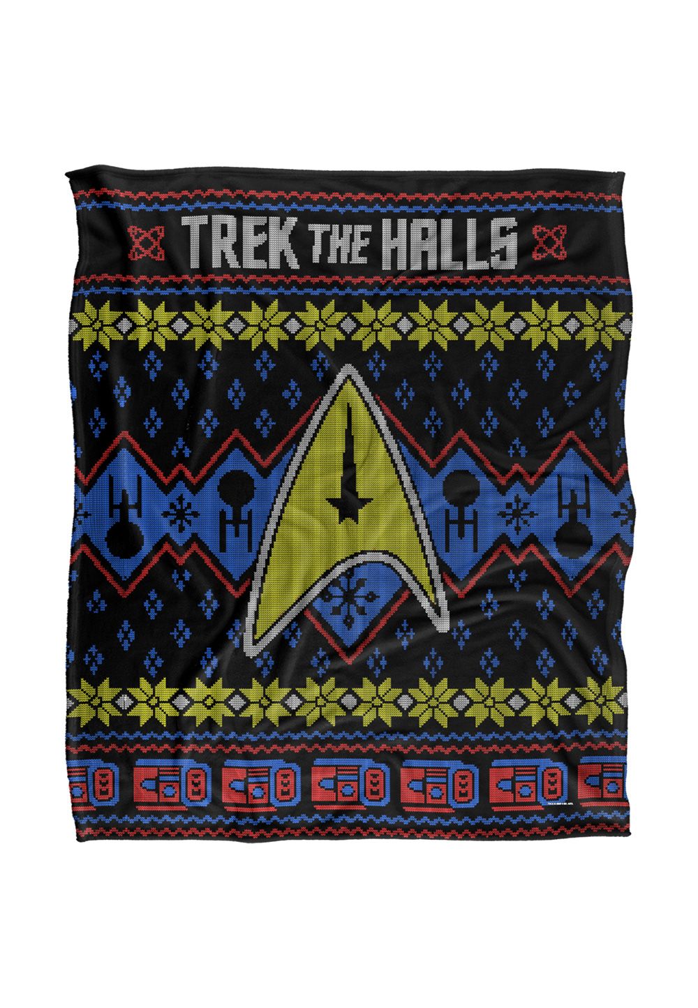 Star Trek The Halls Ugly Christmas Sweater Silky Touch Super Soft Throw Blanket 152 X 127 cm in White