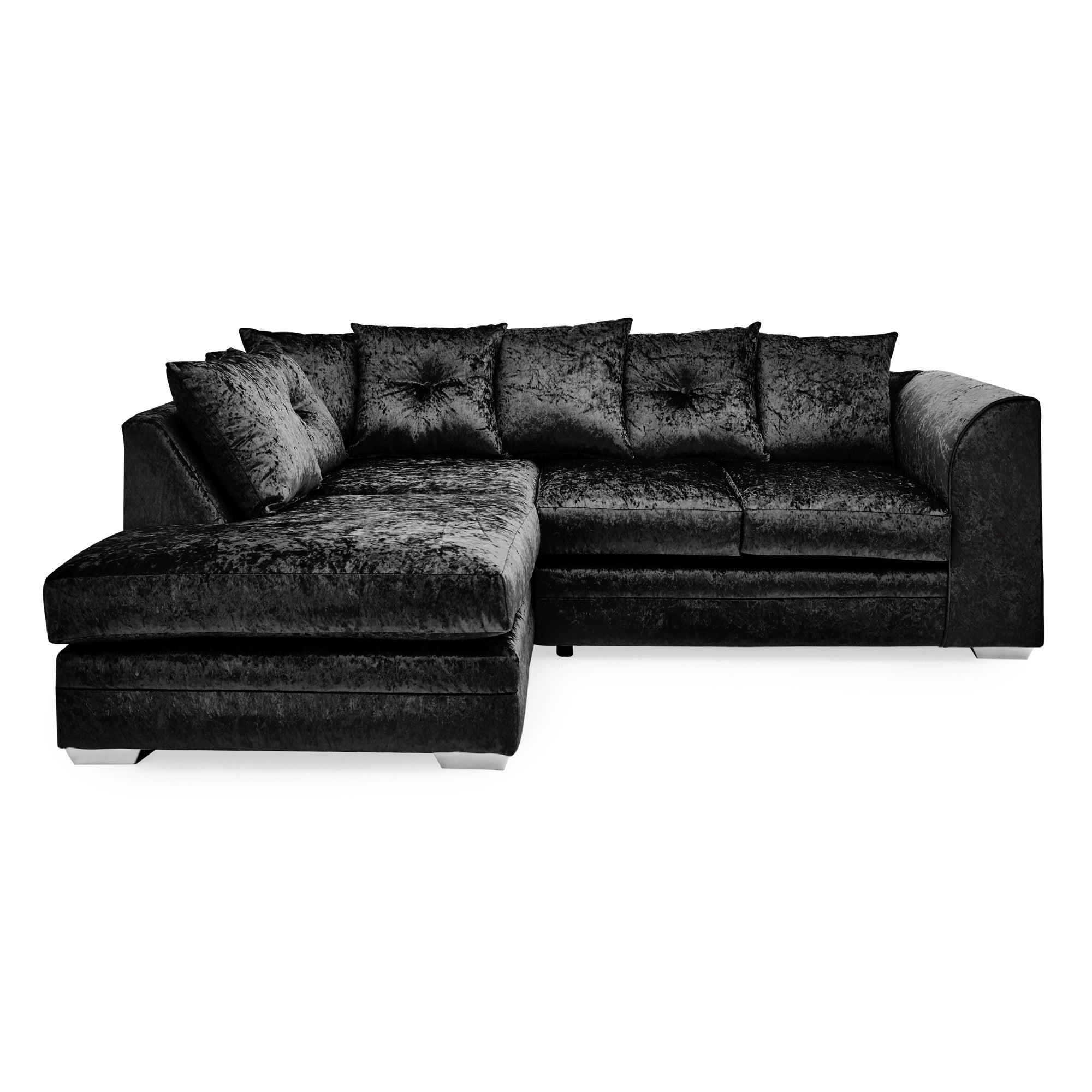 Blake Crushed Velvet Left Hand Corner Sofa Black