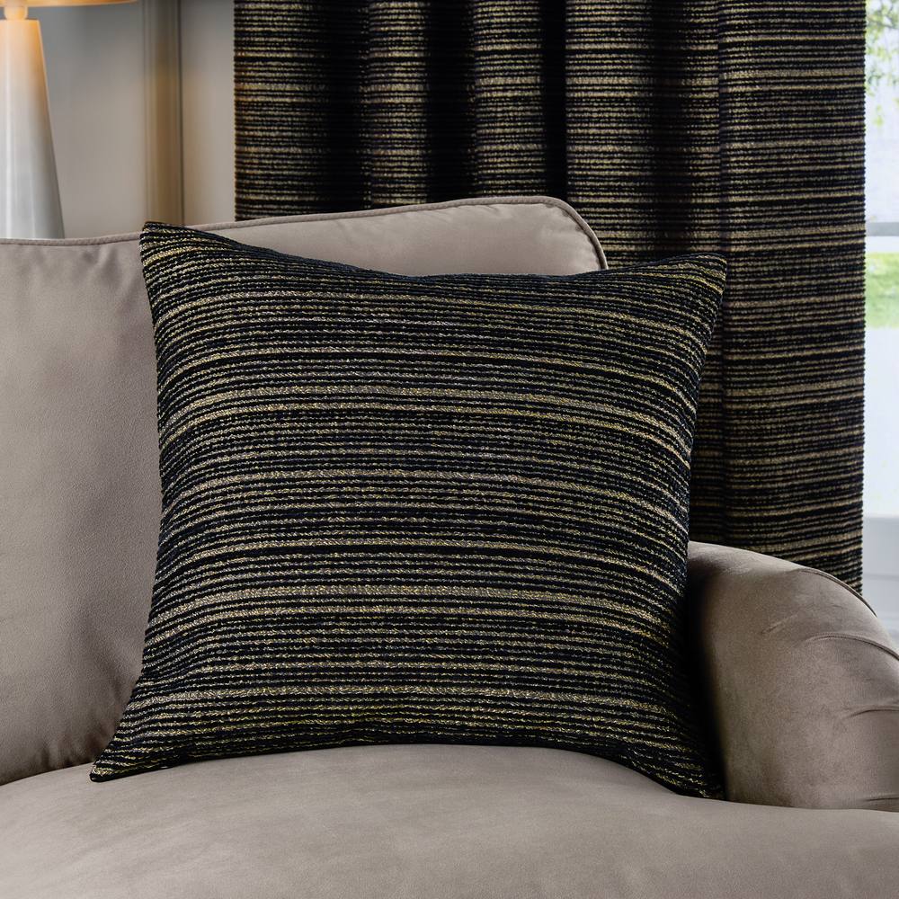 Paoletti Jupiter Chenille Jacquard Cushion in Black