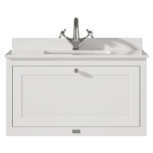 Bayswater Hartleigh Pointing White Traditional Wall Hung Vanity Unit & 1 Tap Hole White Marble Top Basin - 800mm