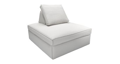 Harry Large Pouffe with bolster cushion in Alabaster Brushed Linen Cotton - sofa.com