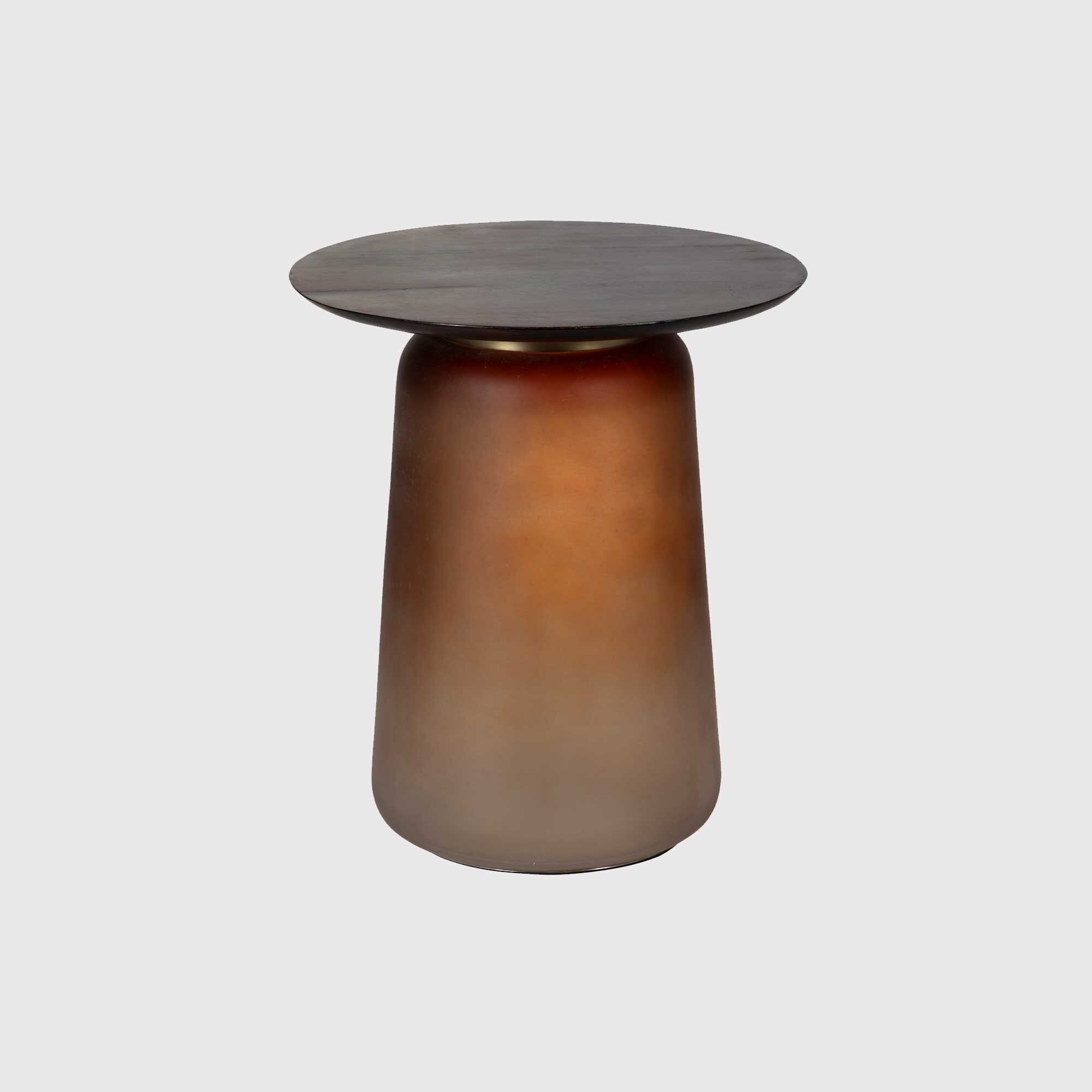 Bardi Lamp Table 45.7x45.7x55.9 cm, Round, Brown Glass | Barker & Stonehouse