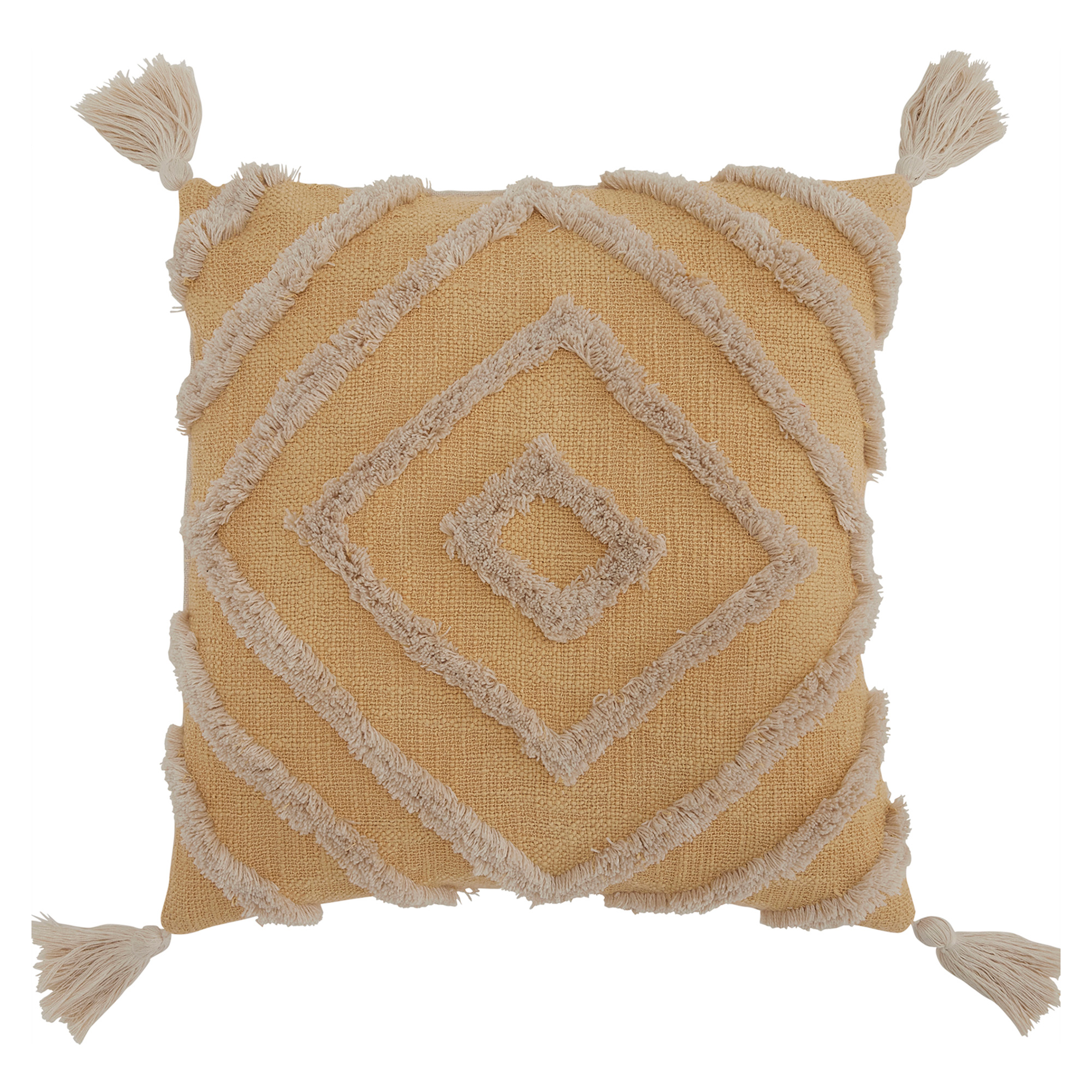 Nola Ochre Cushion, Square, Yellow Polyester | Barker & Stonehouse
