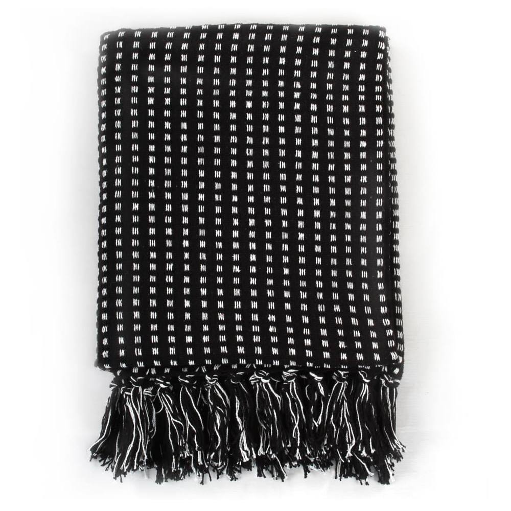 Berkfield Home Throw Cotton Squares 125x150 cm Black