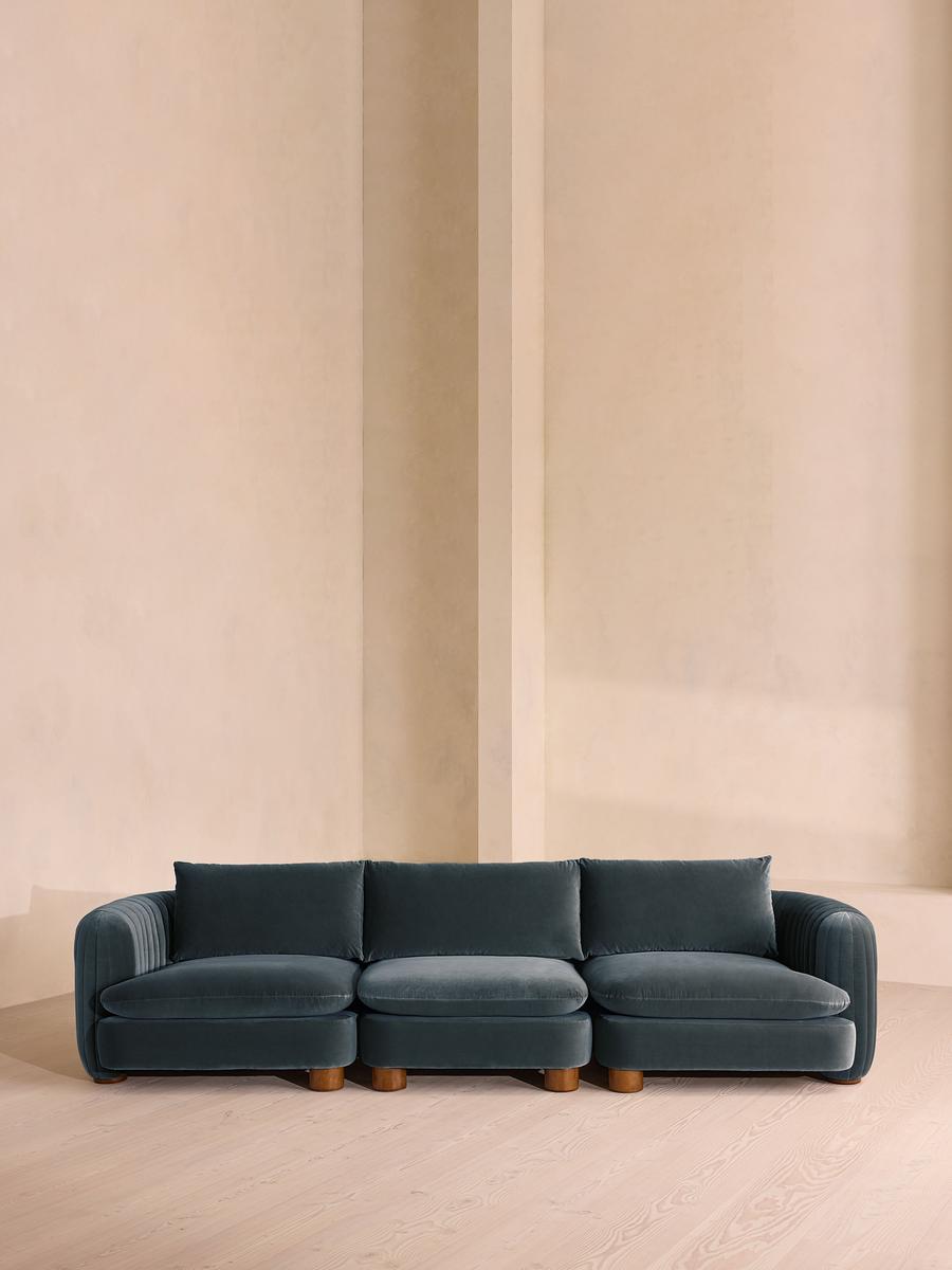 Vivienne Deeper Sit Modular Sofa, Four Seater, Velvet Grey Blue