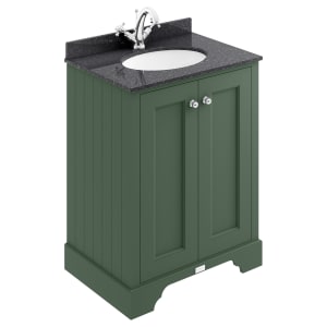 Bayswater Victrion Hunter Green Traditional Freestanding Vanity Unit & Black Marble Top Basin - 600mm