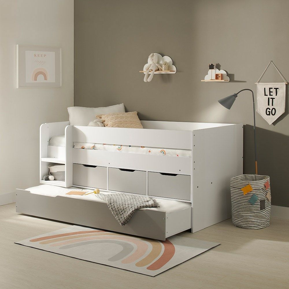 Flair Lars Low Cabin Bed with Trundle & Storage Drawers in White