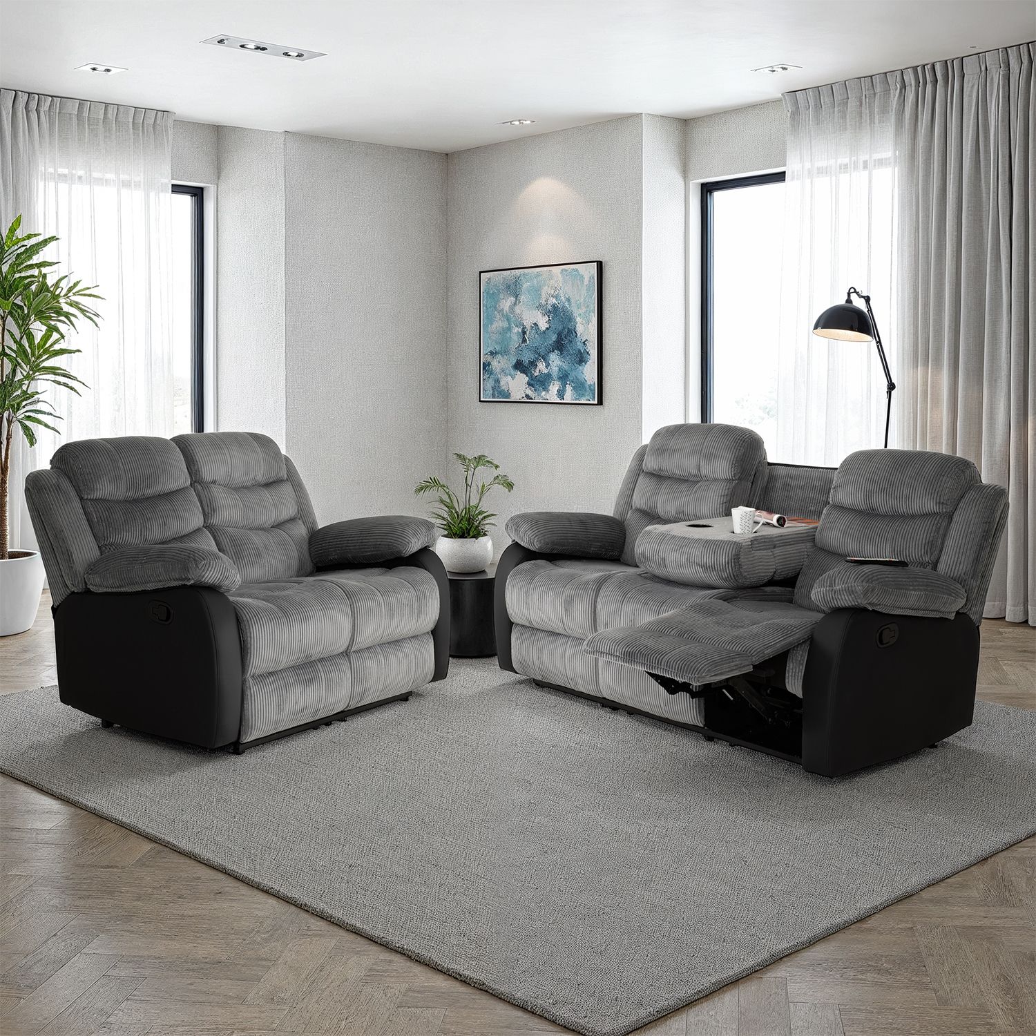 Seconique Roma 3+2 Recliner Suite in Grey