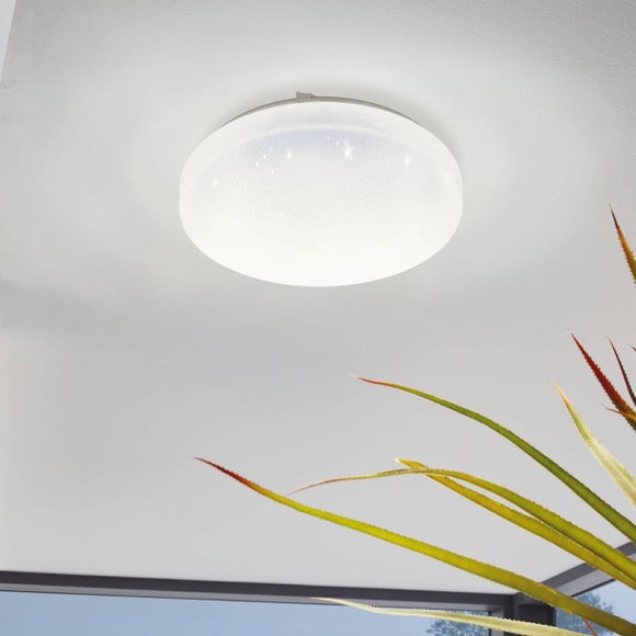EGLO Frania-S 28cm Rounded Crystal Effect Flush Wall and Ceiling Light