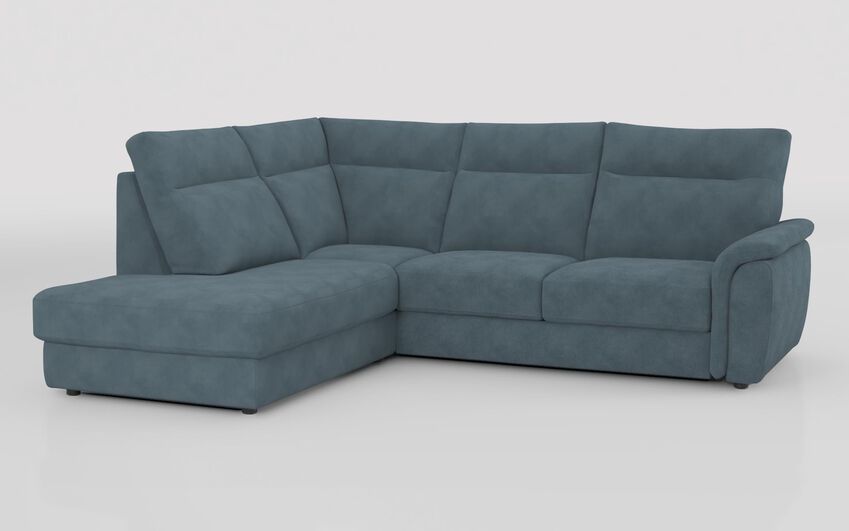 Blue Fabric Ginestreto 1 Corner 3 Sofa with Sliding Footrest & Left Hand Facing Storage Lounger