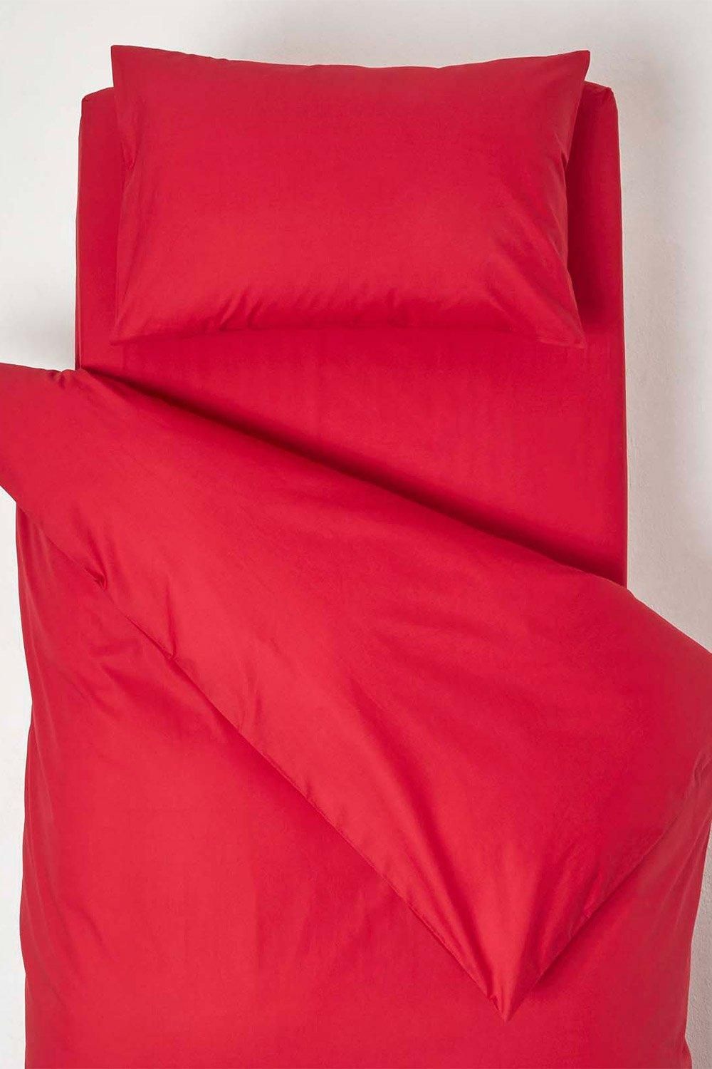 Homescapes Cotton Cot Bed Duvet Cover Set 200 Thread Count in Red