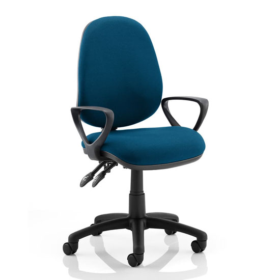 Luna II Office Chair In Maringa Teal With Loop Arms