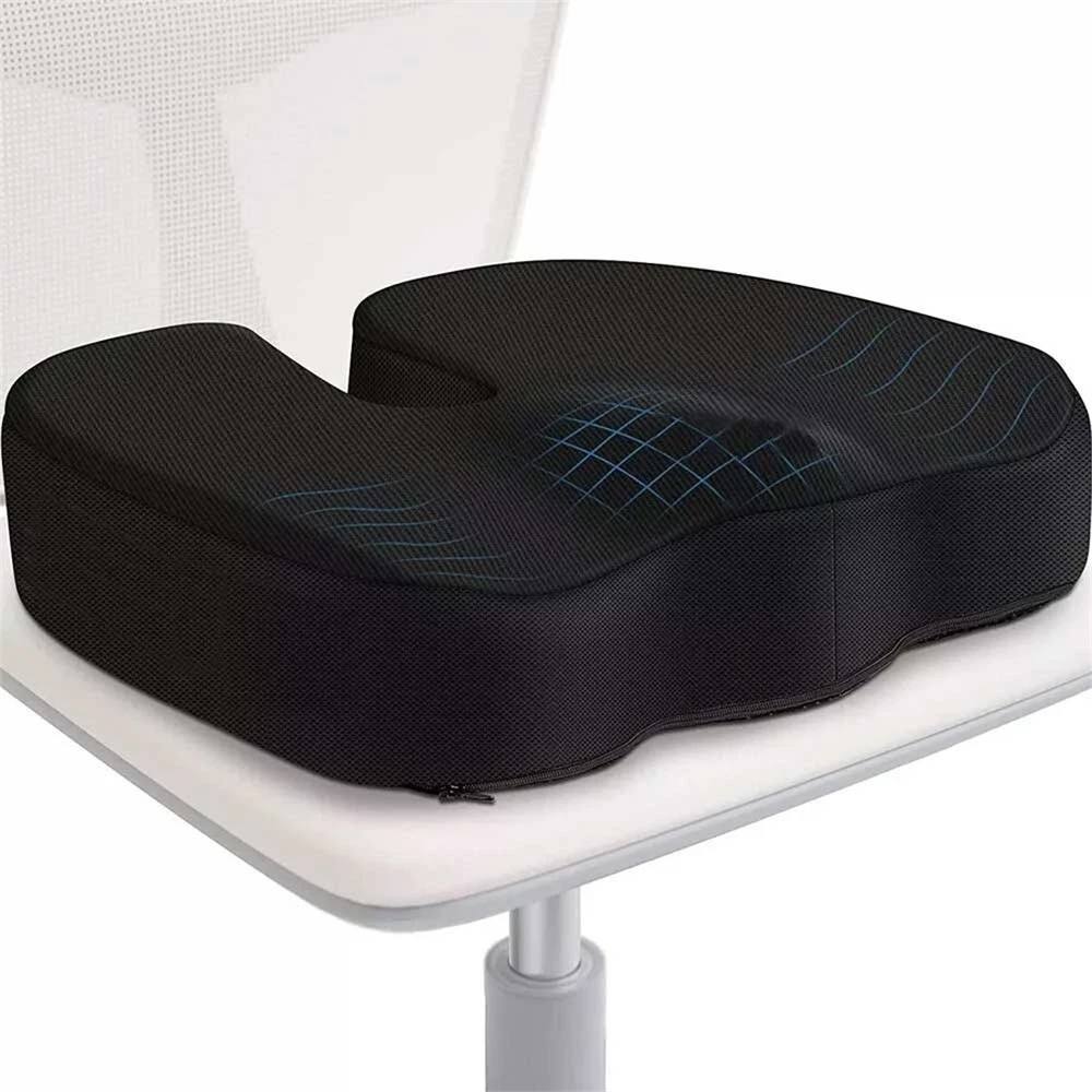 Nordara Memory Foam Coccyx Cushion Seat Pillow Tailbone Hip Washable UK in Black
