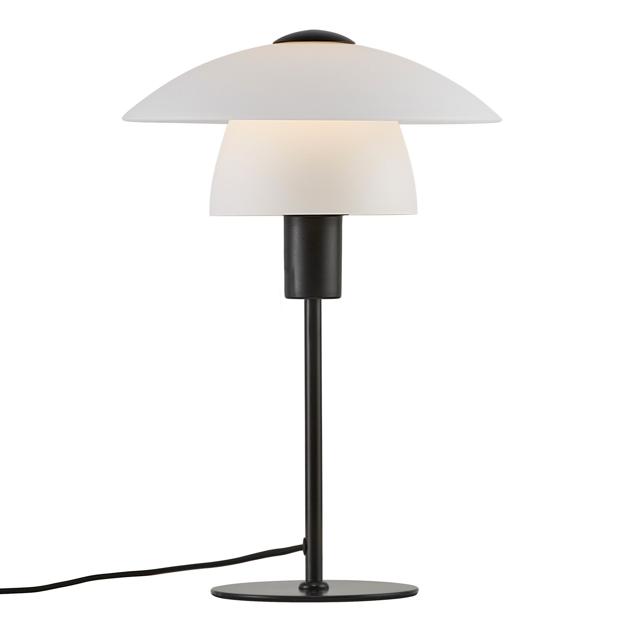 Nordlux Vintage Indoor Table Lamp Black Glass E27 Cord Switch - Mains Powered, IP20