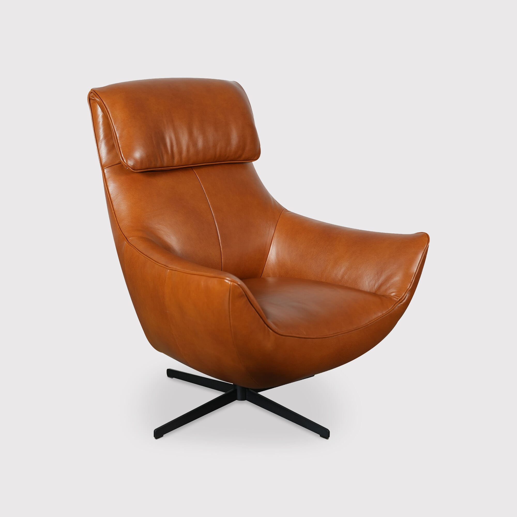 Grantham Swivel Armchair, Brown Leather | Barker & Stonehouse