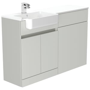 Be Modern Botanica Pearl Grey Left Hand 1260mm Freestanding Vanity & Toilet Pan Unit with Basin Modular Combination