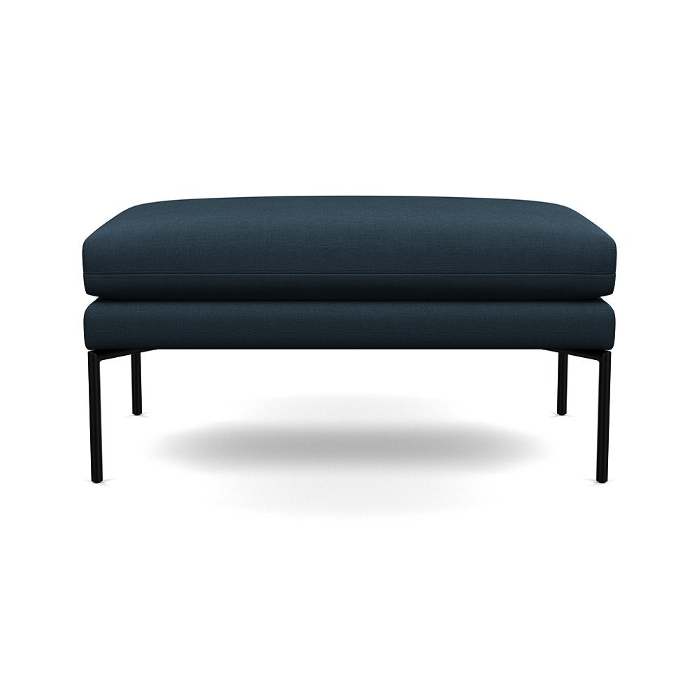 Heal's Matera Large Ottoman Siena Cotton Deep Sea Black Feet