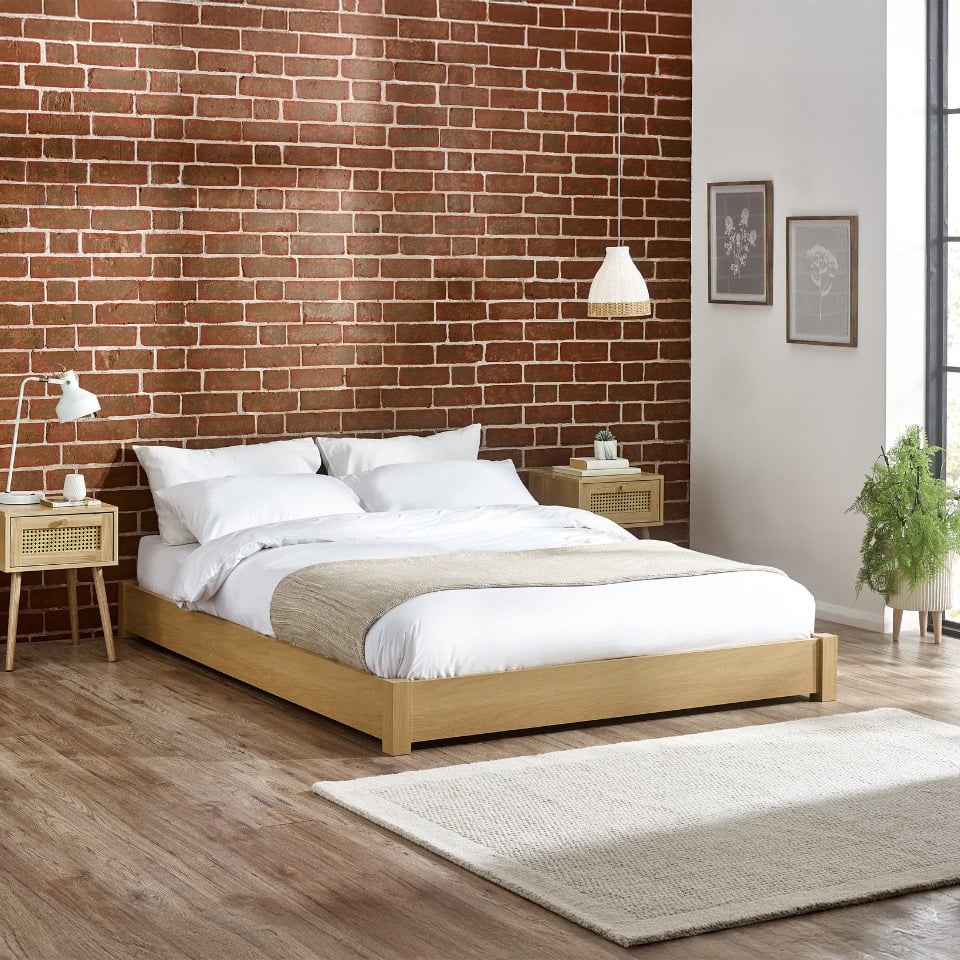 Marston – Double – Platform Bed – Oak– Wooden – 4ft6 - Happy Beds