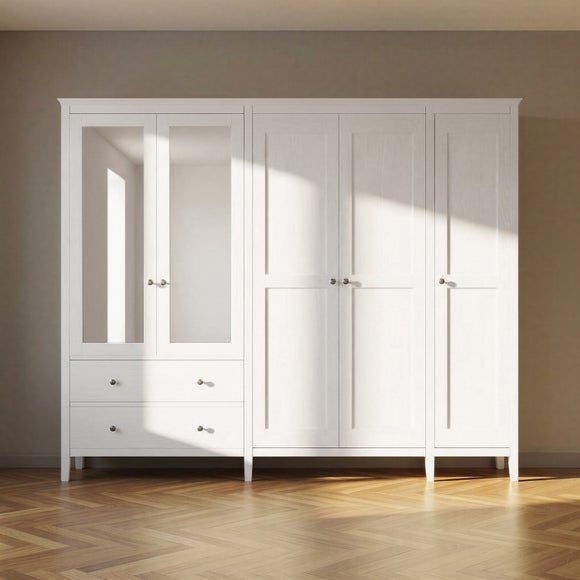 Lynton 5 Door Wardrobe, White