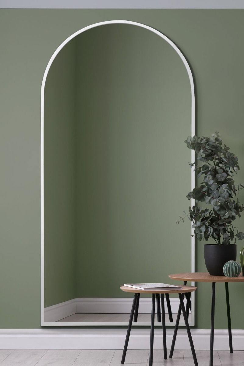 MirrorOutlet White Framed Arched Leaner/Wall Mirror 79" X 39" (200CM X 100CM) 2