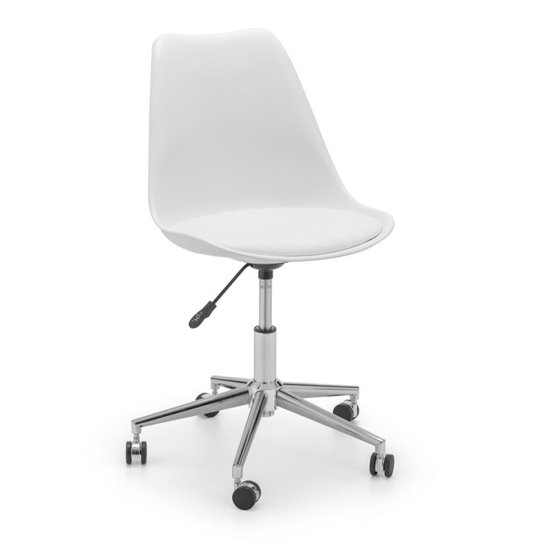Erika PU Fabric Office Chair In White And Chrome