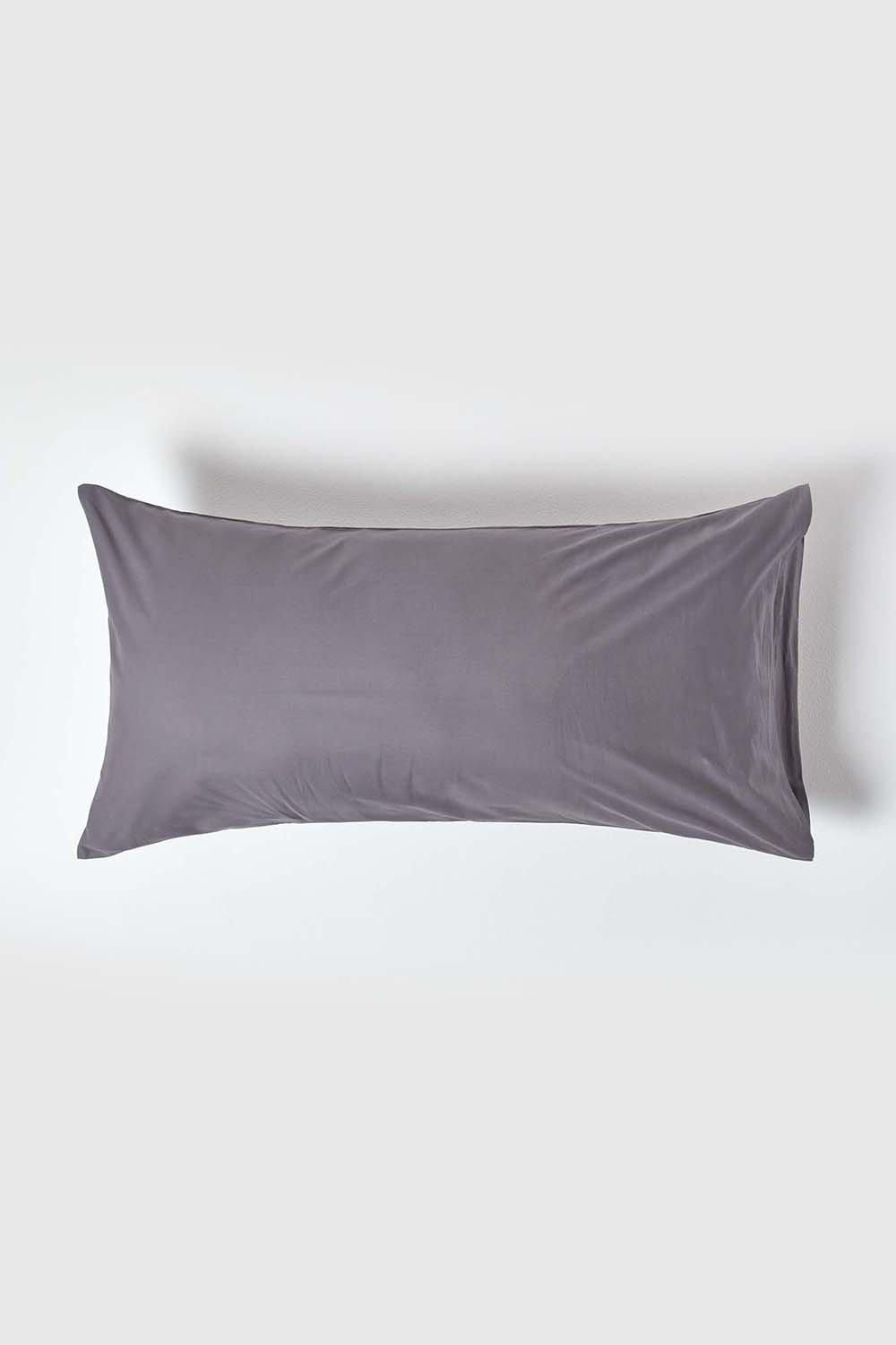 Homescapes Egyptian Cotton Housewife Pillowcase 200 TC, King Size in Dark Grey