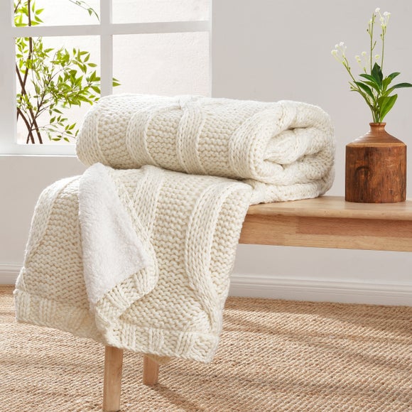 Cable Knit Throw Blanket 130cm x 180cm