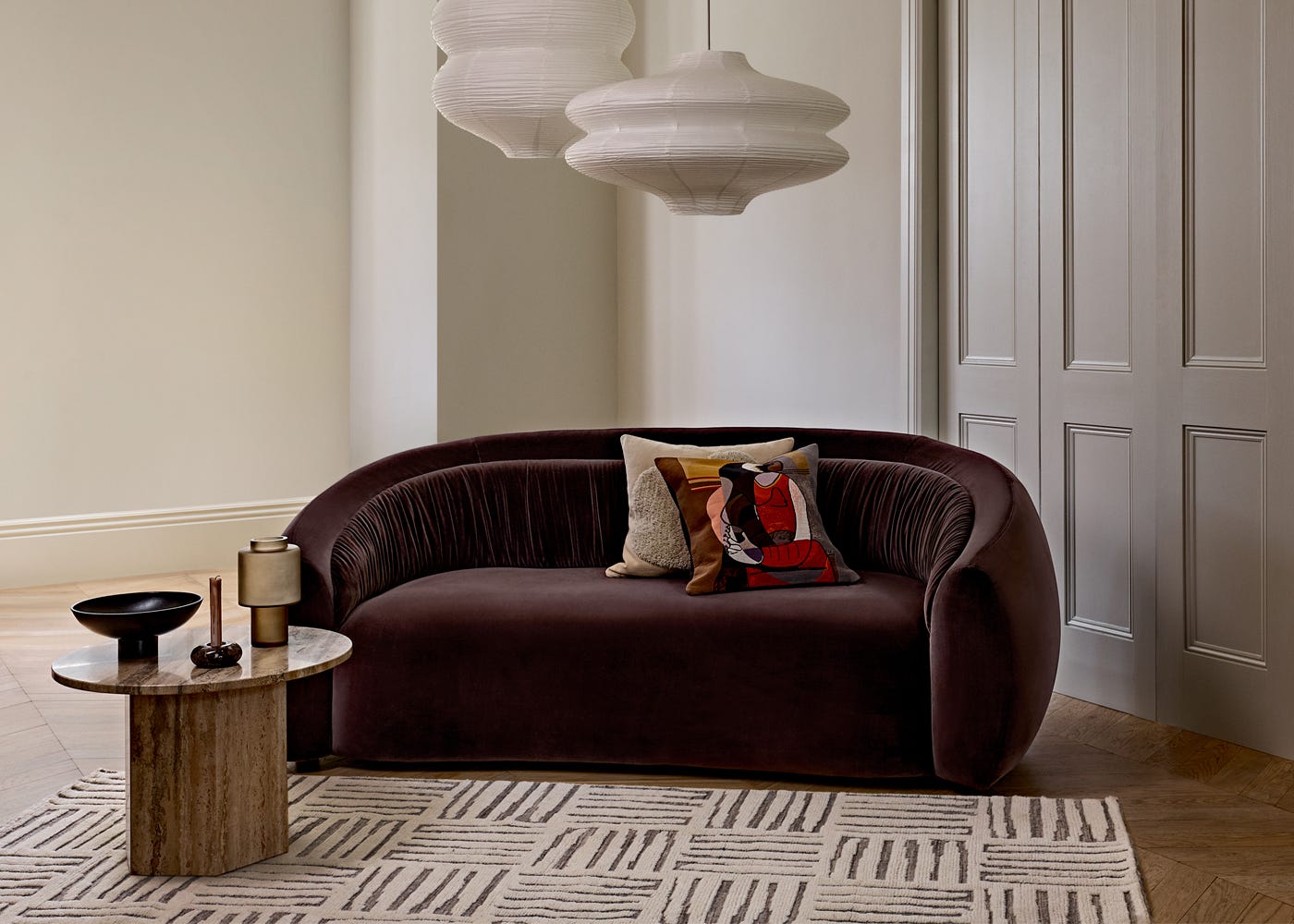 Heal's Flora 3 Seater Sofa Siena Cotton Dusky Pink 3