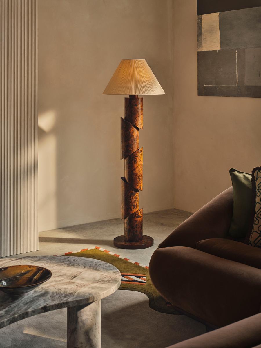 Franco Floor Lamp, Abstract Burl