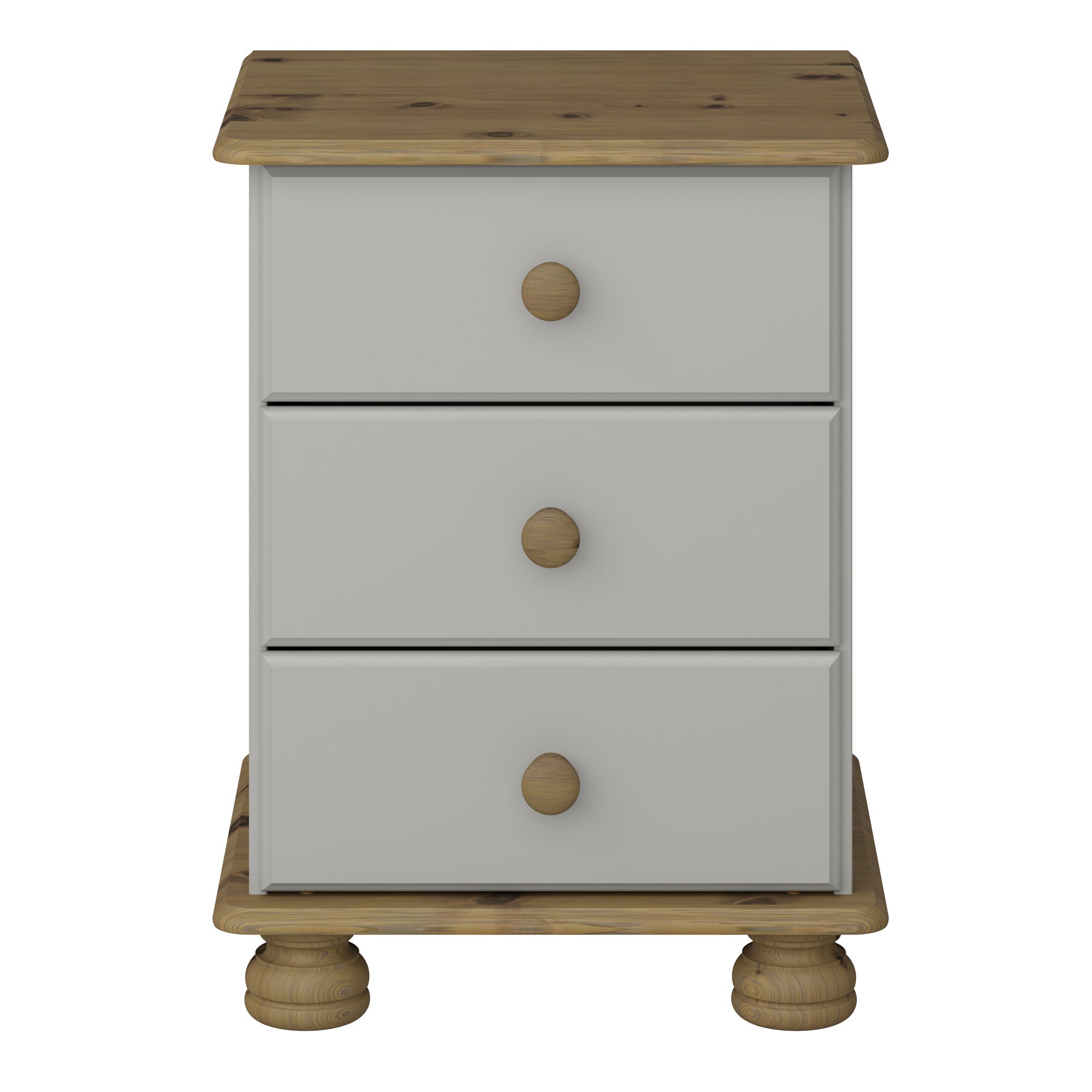 Colburn Grey 3 Drawer Bedside Grey