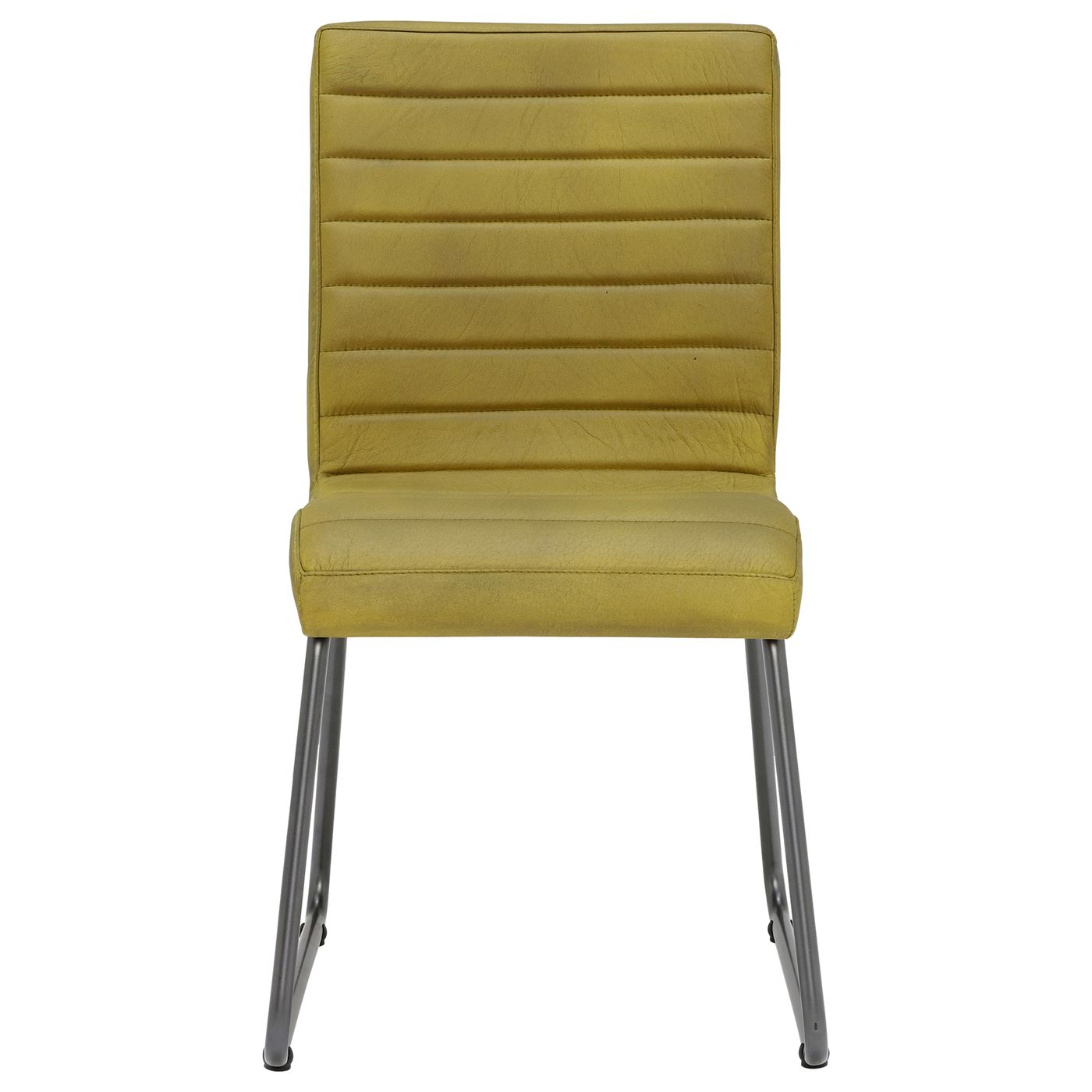 Titus Leather Dining Chair - Yellow - Leather - Striped - W45 x D63 x H87cm - Barker & Stonehouse