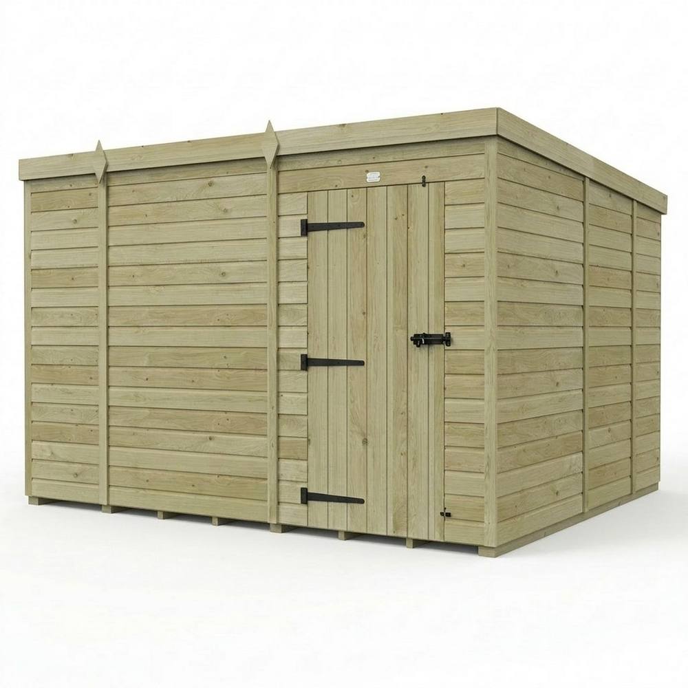 Buttercup Farm 10ft x 9ft Pent Garden Shed Single Door No Windows - Timber in Brown