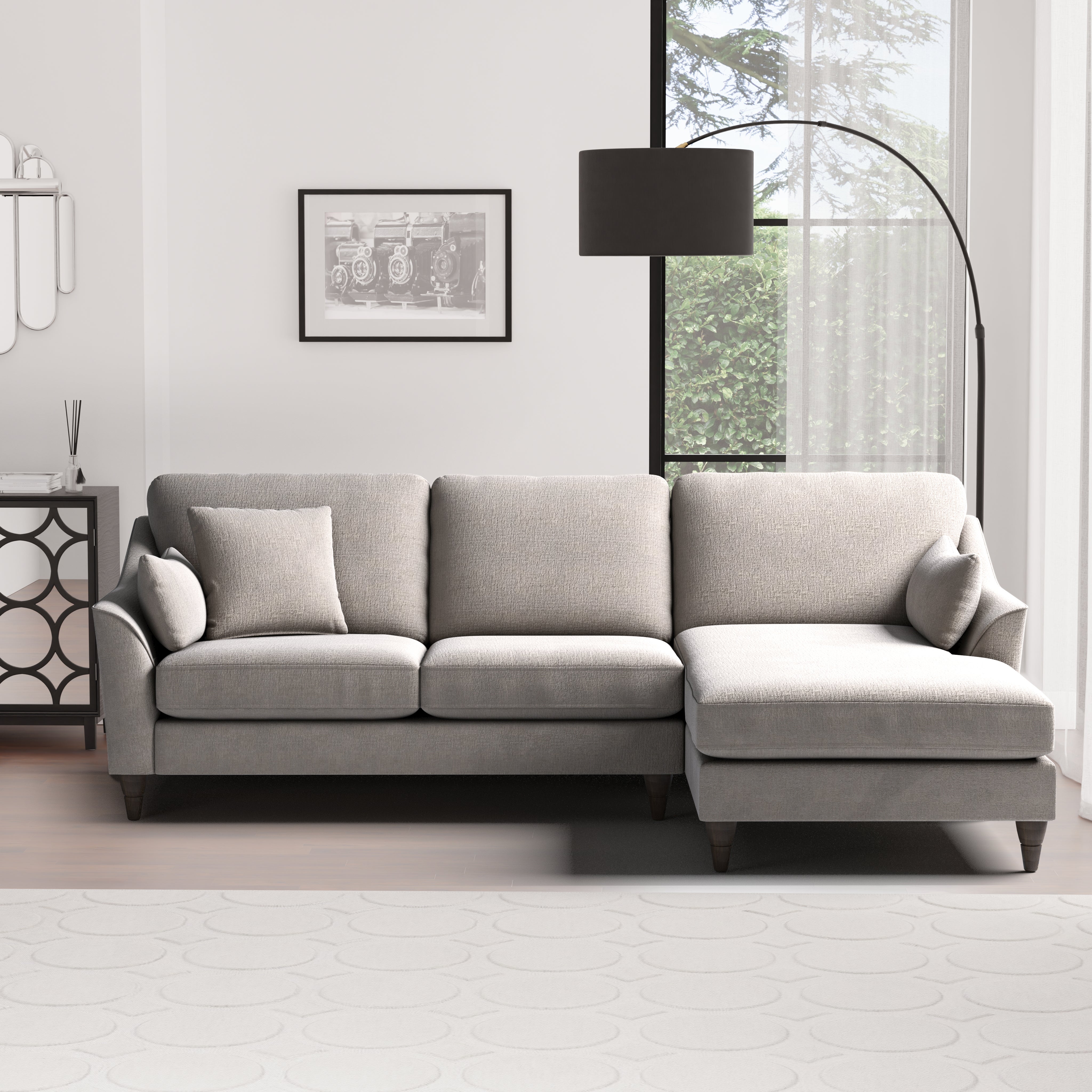 Sophia Plush Chenille Corner Sofa Chateau Grey