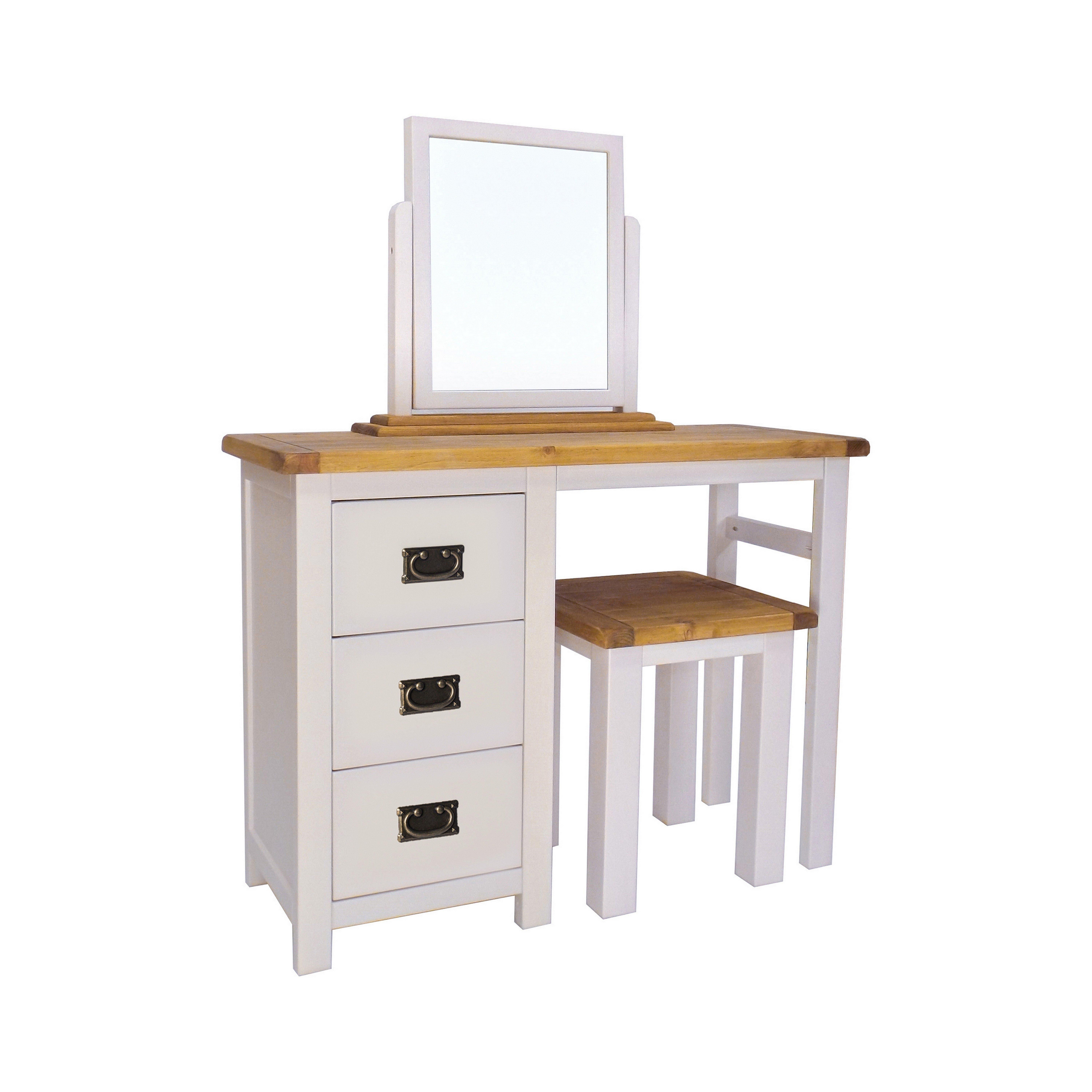 Cabinet Bits Argenta 3 Drawer Dressing Table Set Brass Drop Handle in Light Grey
