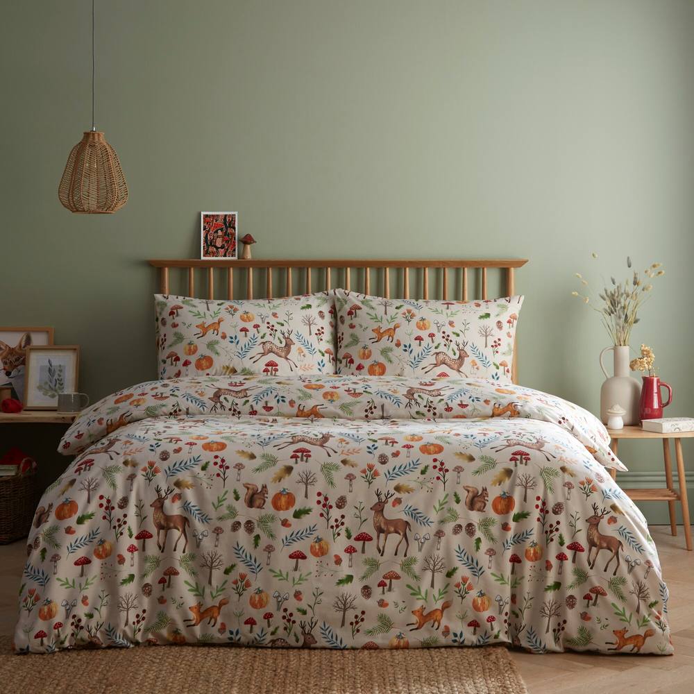 Portfolio Home Arden Animal Print Deer Duvet Cover Quilt Set with Pillowcase in Natural