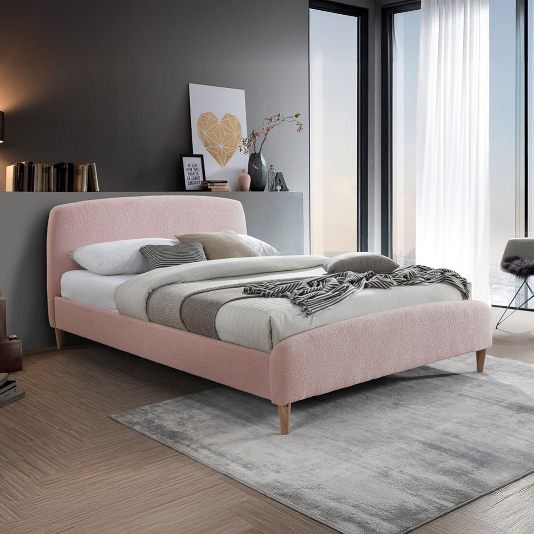 Otley - King Size - Pink - Fabric - Low Foot-End Bed 5ft - Happy Beds