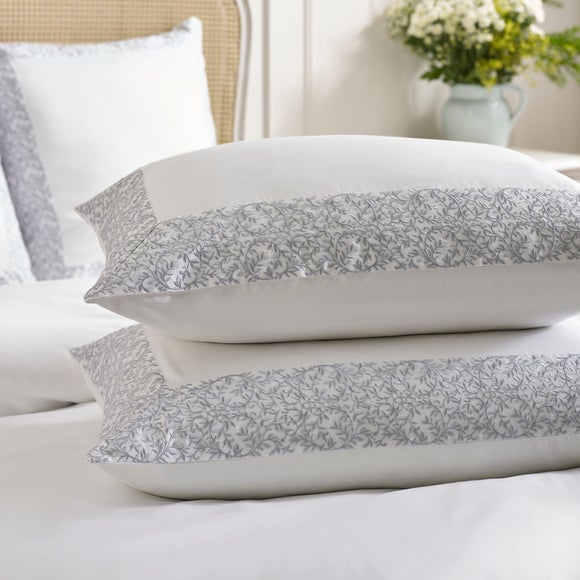 Dorma Elmley Embroidered 100% Cotton Sateen Standard Pillowcase Pair