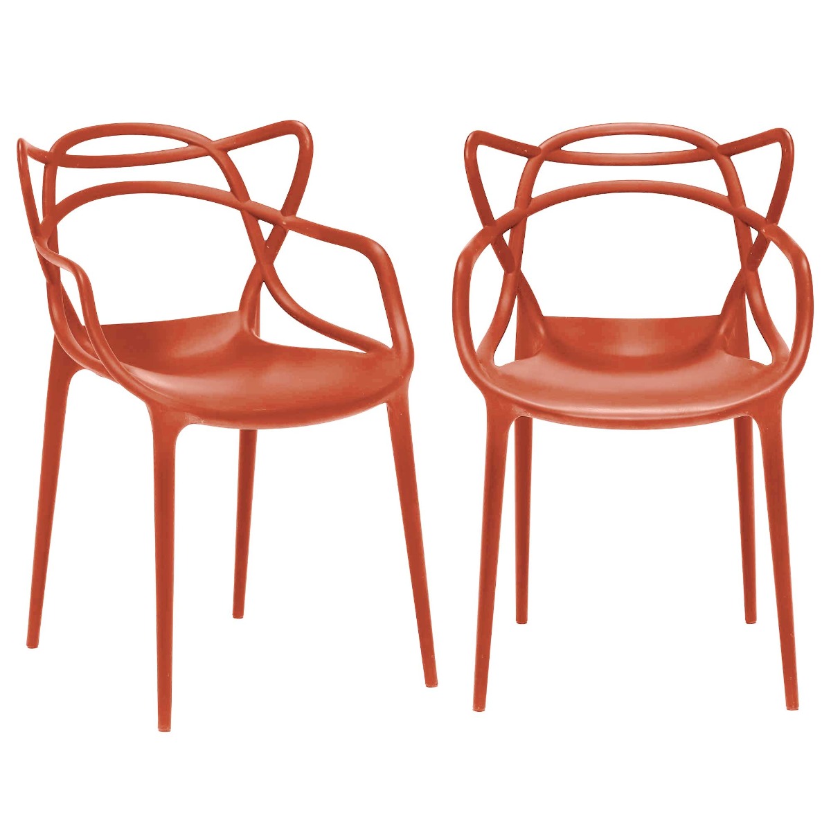 Pair of Kartell Masters Dining Chairs - Orange - Aluminium - Plain - W57 x D47 x H84cm - Barker & Stonehouse