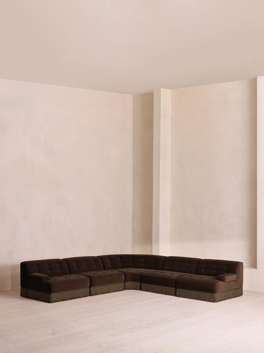 Elowen Modular Sofa, Corner Sofa, Velvet, Chocolate